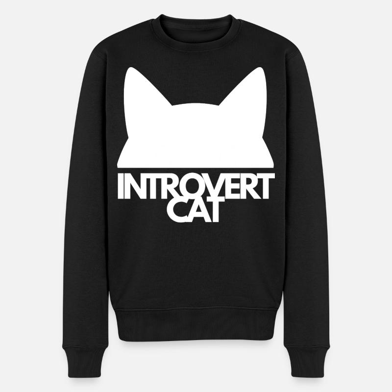 Introvertierte Katzensilhouette - Männer Premium Bio Pullover - Schwarz