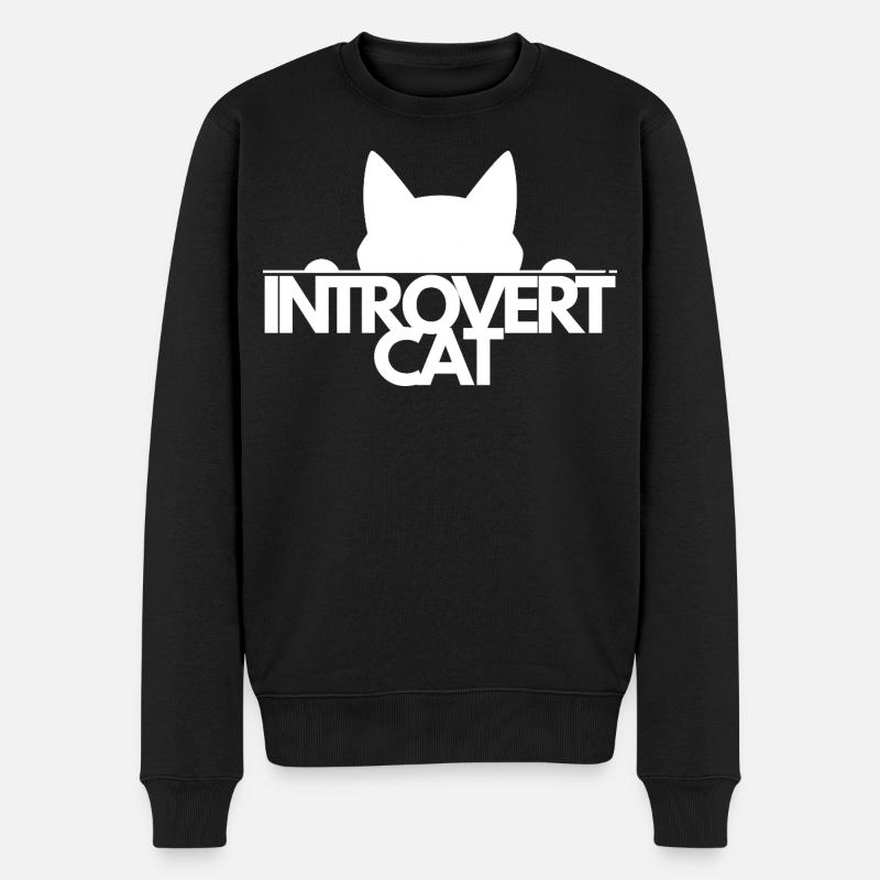 Introvertierter Cat Silhouette - Männer Premium Bio Pullover - Schwarz