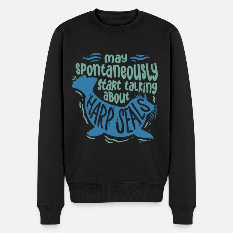 Sattelrobbe Robben - Männer Premium Bio Pullover - Schwarz