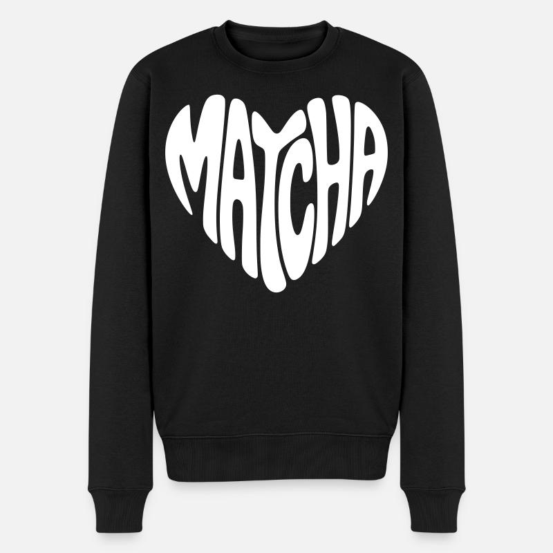 Matcha Herz - Männer Premium Bio Pullover - Schwarz