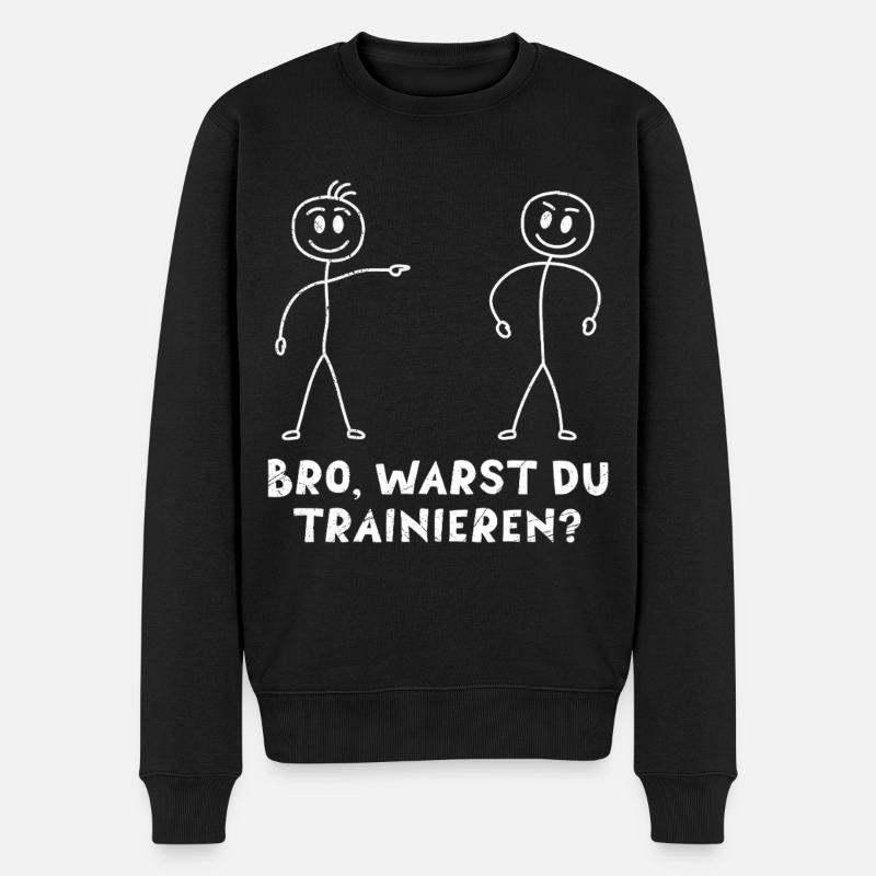 Strichmännchen HAST DU TRAINIERT Lustiges - Männer Premium Bio Pullover - Schwarz