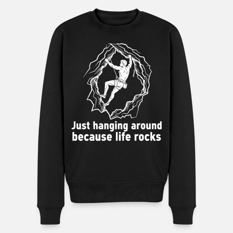 Life Rocks Bouldering Klettern Spaßdesign - Männer Premium Bio Pullover - Schwarz