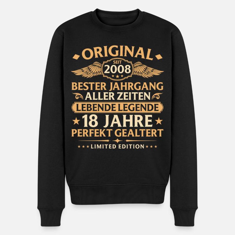 Anniversaire 2008 - 18 ans - Pull Premium bio Homme - noir