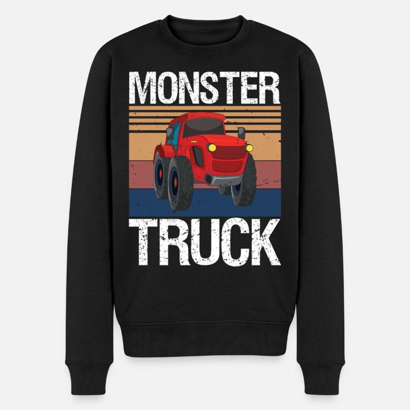 Monster Trucks are My Jam Vintage Retro Monster - Männer Premium Bio Pullover - Schwarz