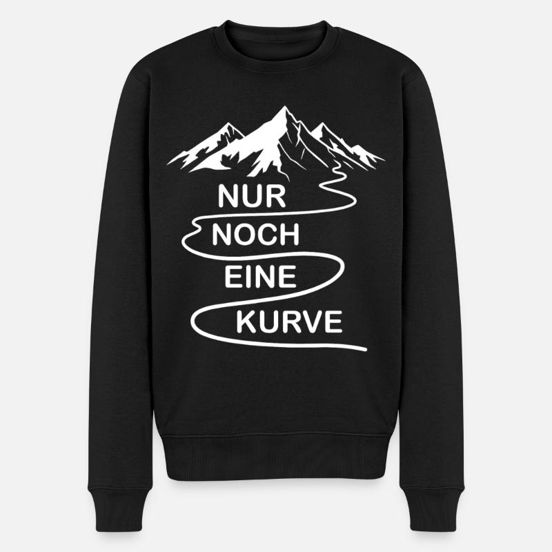Nur noch eine Kurve lustige Berg und Alpen Sprüche - Männer Premium Bio Pullover - Schwarz