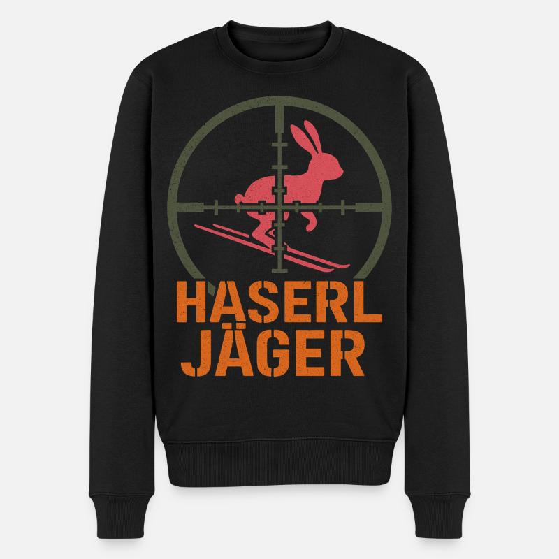 Haserl Jäger Apres Ski Motiv - Männer Premium Bio Pullover - Schwarz
