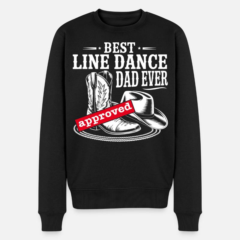 Best Line Dance Dad Ever - Männer Premium Bio Pullover - Schwarz