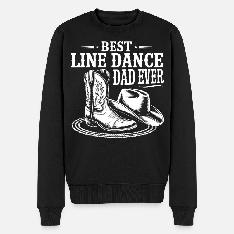 Best Line Dance Dad Ever - Männer Premium Bio Pullover - Schwarz