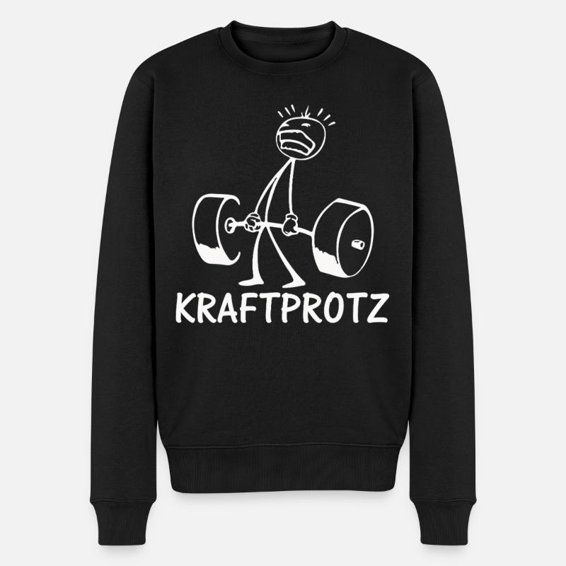 Strichmännchen KRAFTPROTZ Lustiges - Männer Premium Bio Pullover - Schwarz