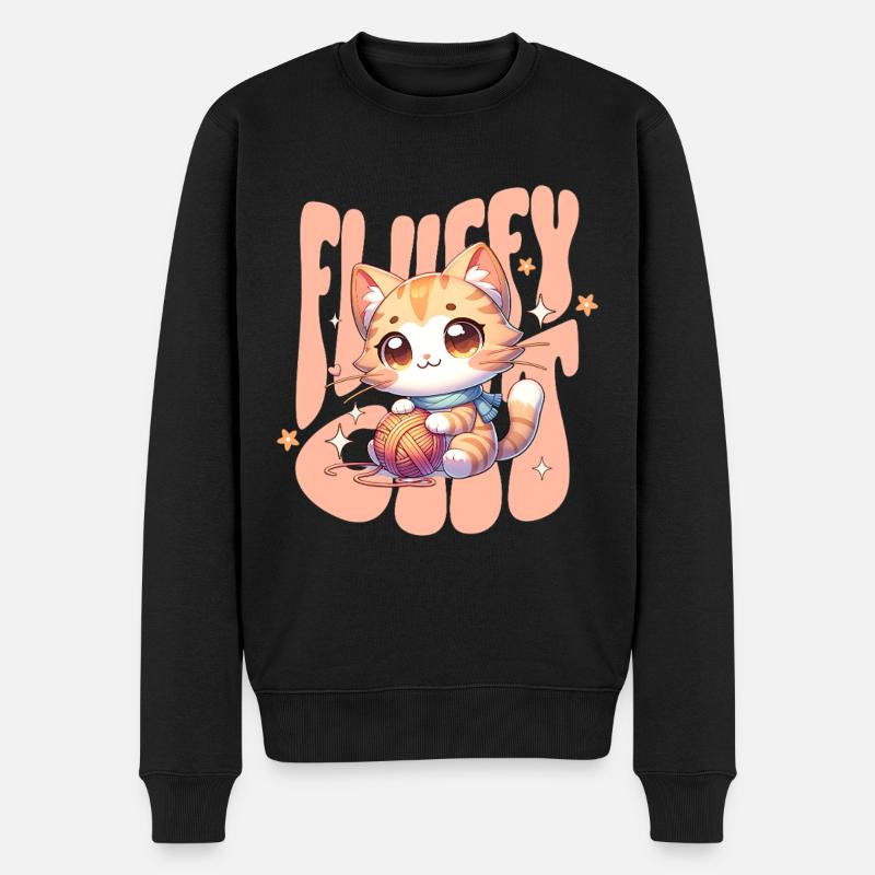 Chaton câlin avec boule de laine Chat duveteux - Pull Premium bio Homme - noir