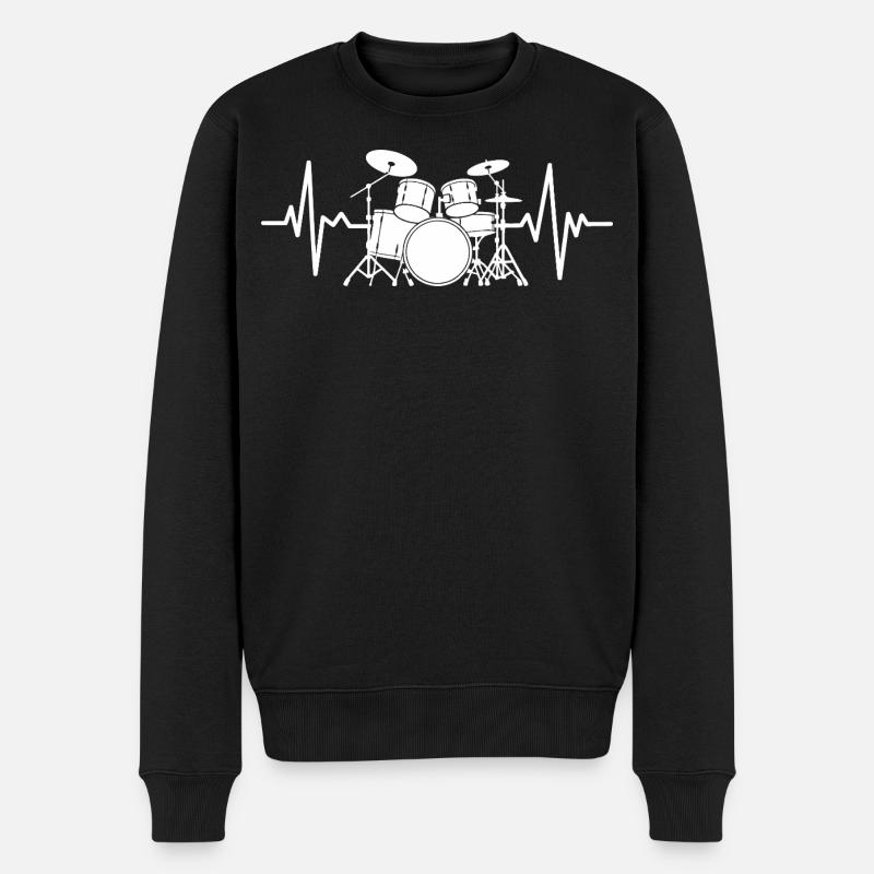 Rythme de batterie Heartbeat - Pull Premium bio Homme - noir