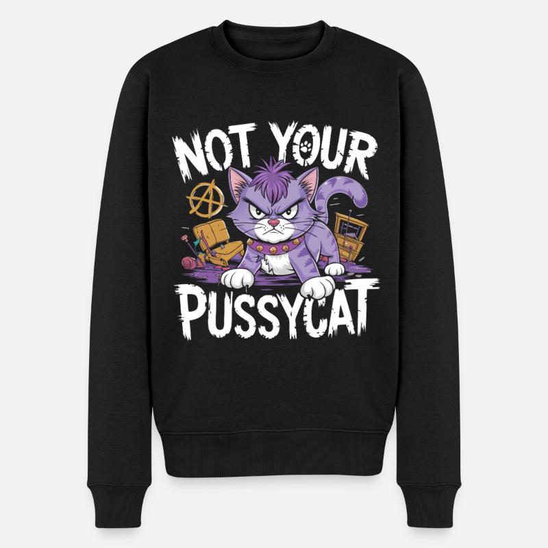 Chat rebelle à l’attitude punk - Pull Premium bio Homme - noir