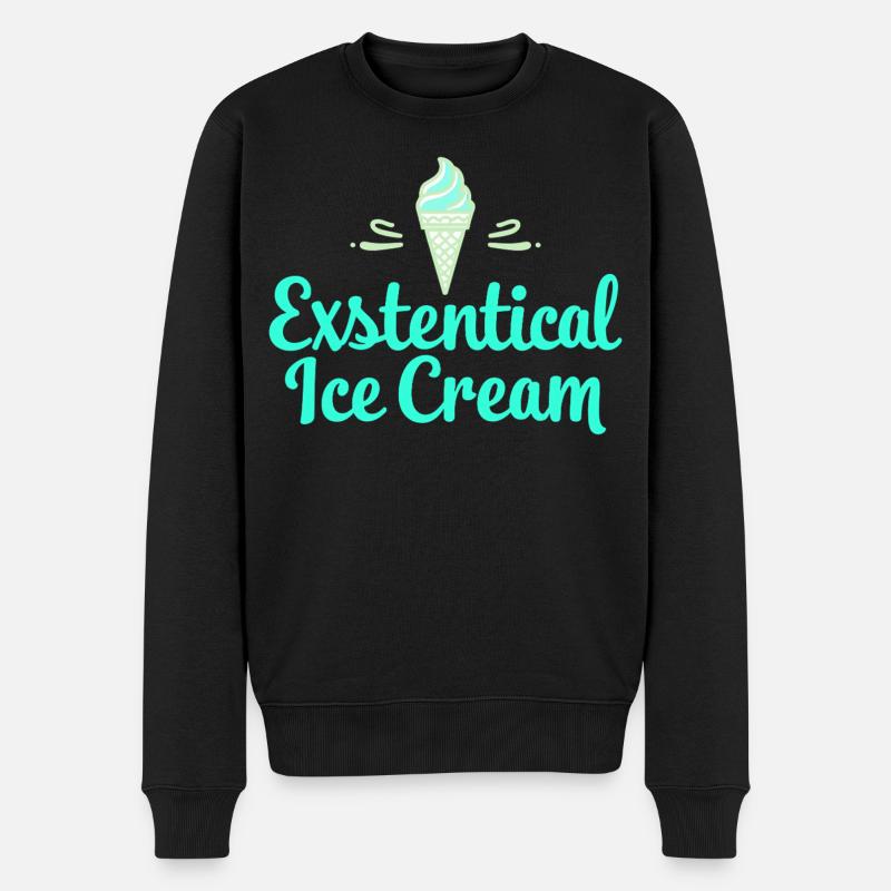 Existenzielle Eiscreme Lustiger Spruch Eis Waffel - Männer Premium Bio Pullover - Schwarz