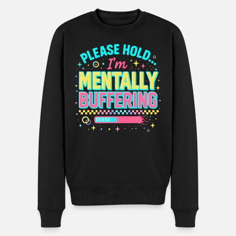 mentally buffering - Männer Premium Bio Pullover - Schwarz