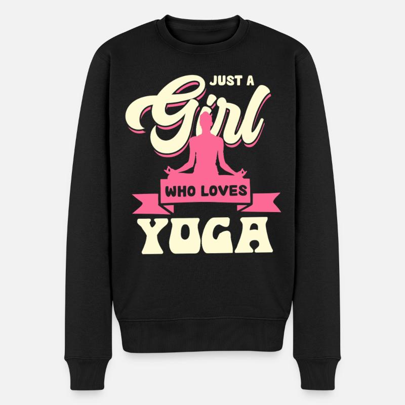 Mädchen mit Yoga-Leidenschaft - Männer Premium Bio Pullover - Schwarz