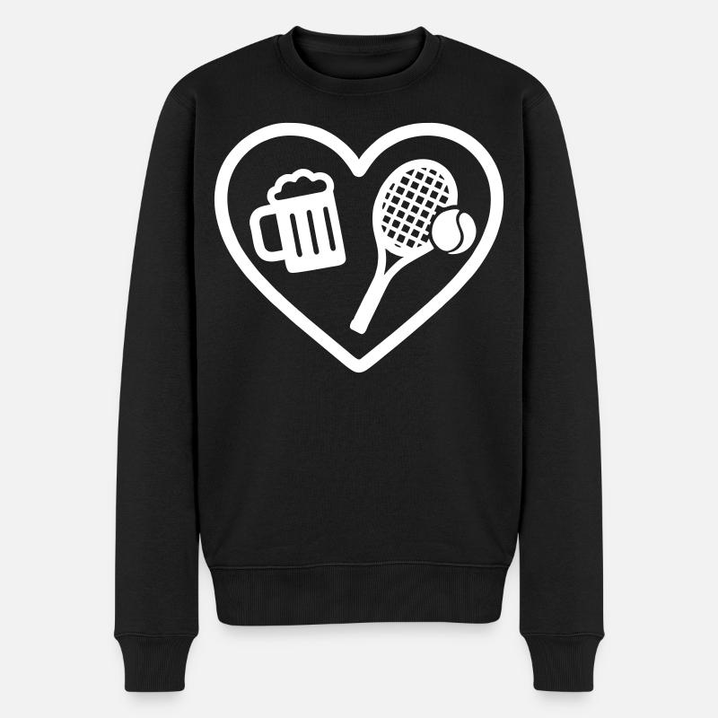 Heart Tennis Bier - Männer Premium Bio Pullover - Schwarz