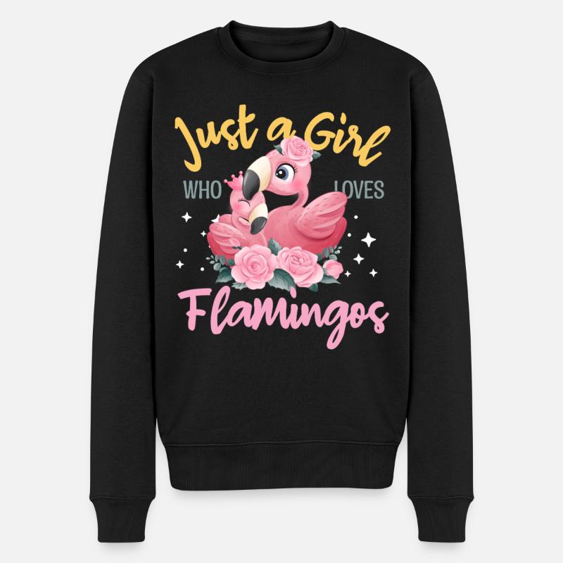 Nur ein Mädchen liebt Flamingos - Männer Premium Bio Pullover - Schwarz