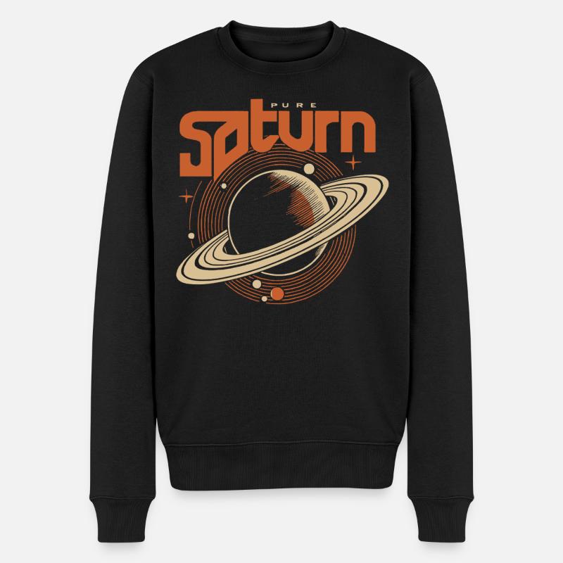 Saturn Retro Orbital - Männer Premium Bio Pullover - Schwarz