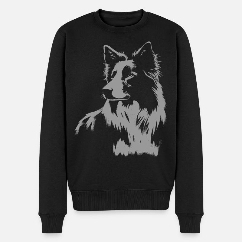 Border Collie Portrait – Kraftvolles Hundemotiv - Männer Premium Bio Pullover - Schwarz