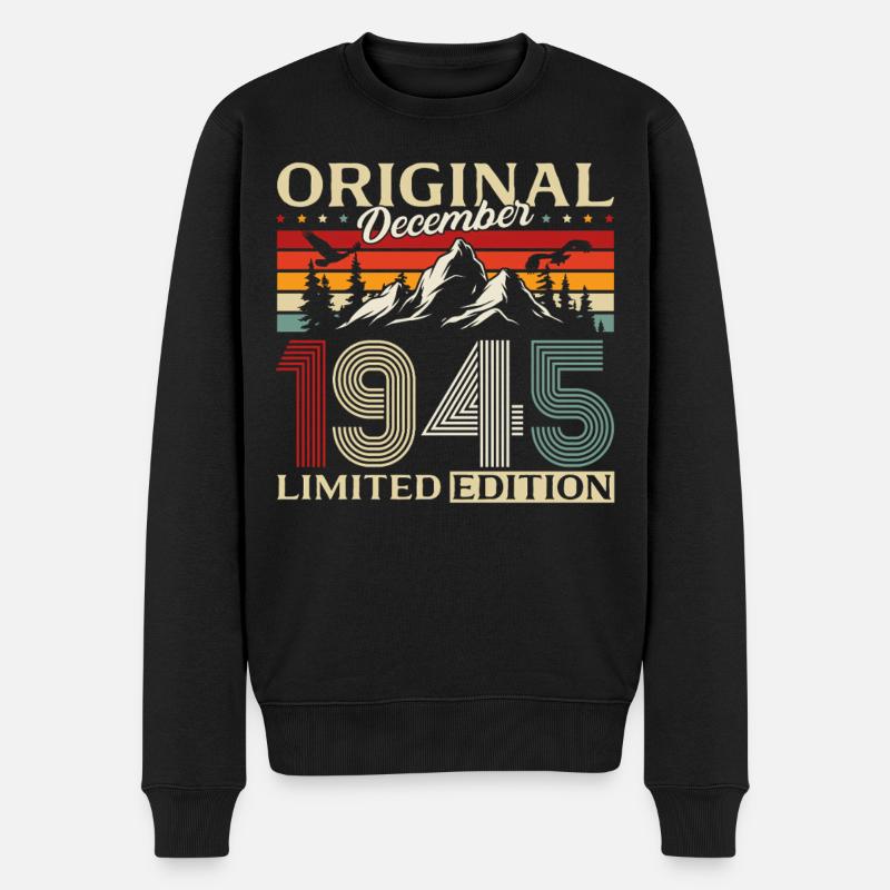 80. Geburtstag Original Dezember Jahrgang 1945 - Männer Premium Bio Pullover - Schwarz