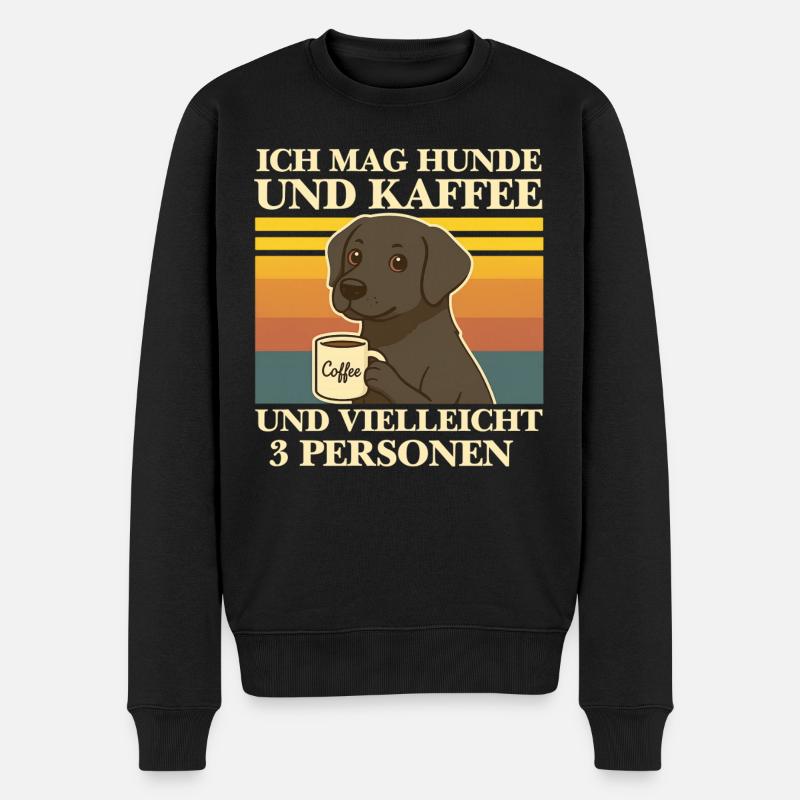 Ich mag Hunde & Kaffee Lustig Hund Coffee Tier - Männer Premium Bio Pullover - Schwarz