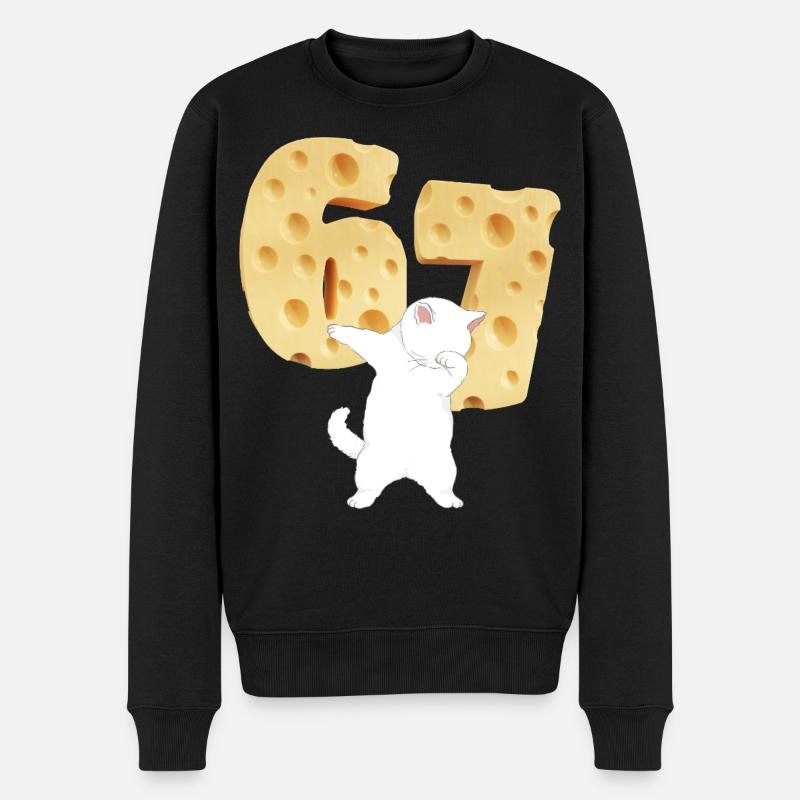 Lustiges 67-Meme-DABBING KATZENKÄSE 67. GEBURTSTAGS-TEE - Männer Premium Bio Pullover - Schwarz