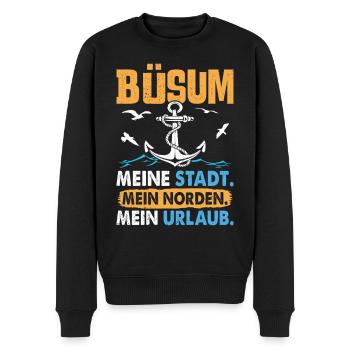 BÜSUM MEINE STADT MEIN NORDEN MEIN URLAUB Lustig - Männer Premium Bio Pullover - Schwarz - Vorne - Nico (187cm)