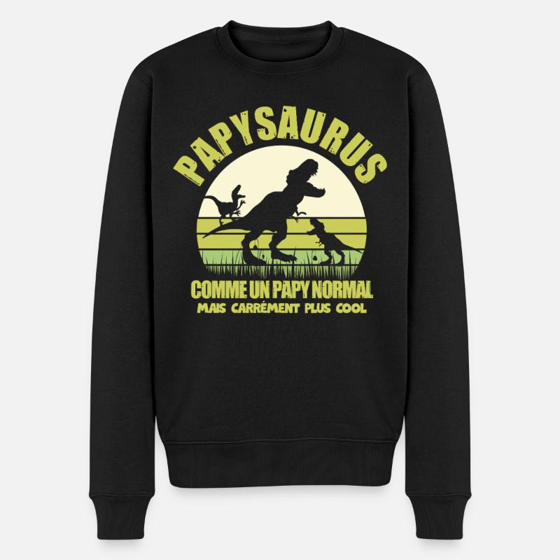 Papysaurus als normaler Opa-Humor - Männer Premium Bio Pullover - Schwarz