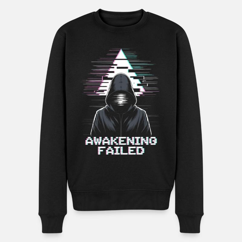 Glitch-Hacker mit „Awakening Failed“ Look - Männer Premium Bio Pullover - Schwarz