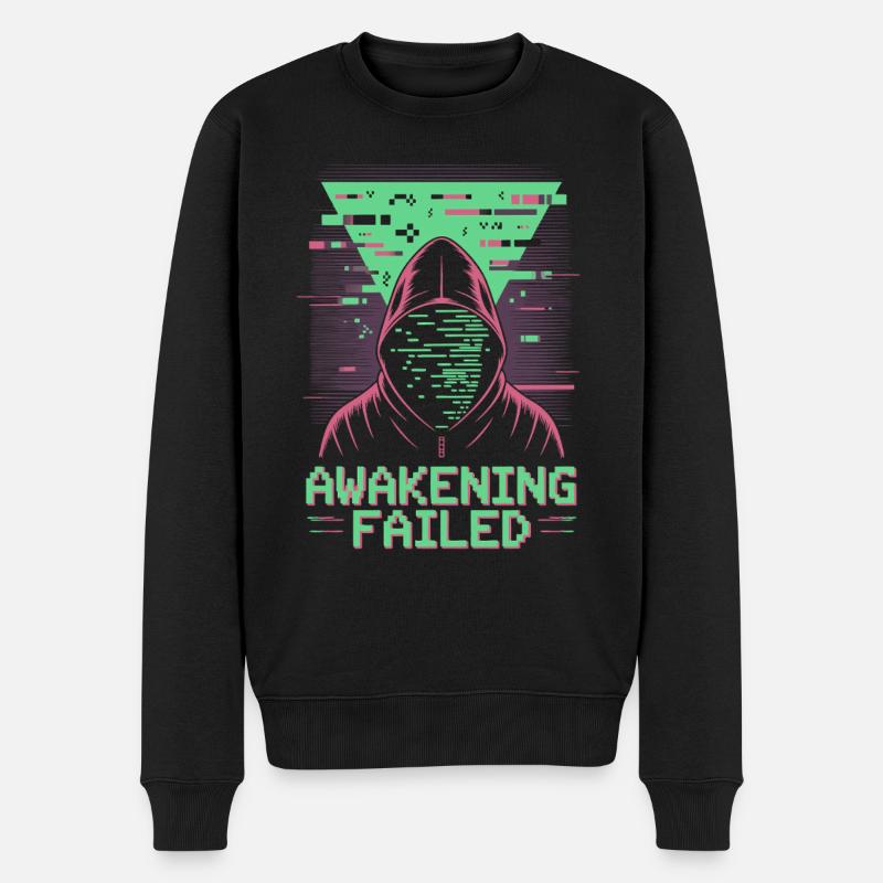 Awakening Failed im Retro-Glitch Look - Männer Premium Bio Pullover - Schwarz