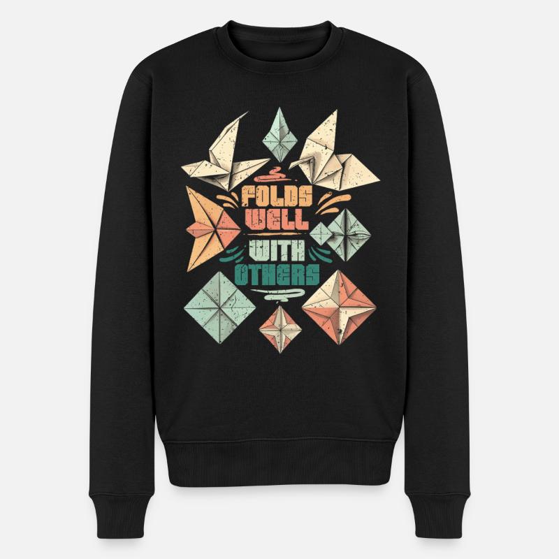 Origami Fold Well With Others - Männer Premium Bio Pullover - Schwarz