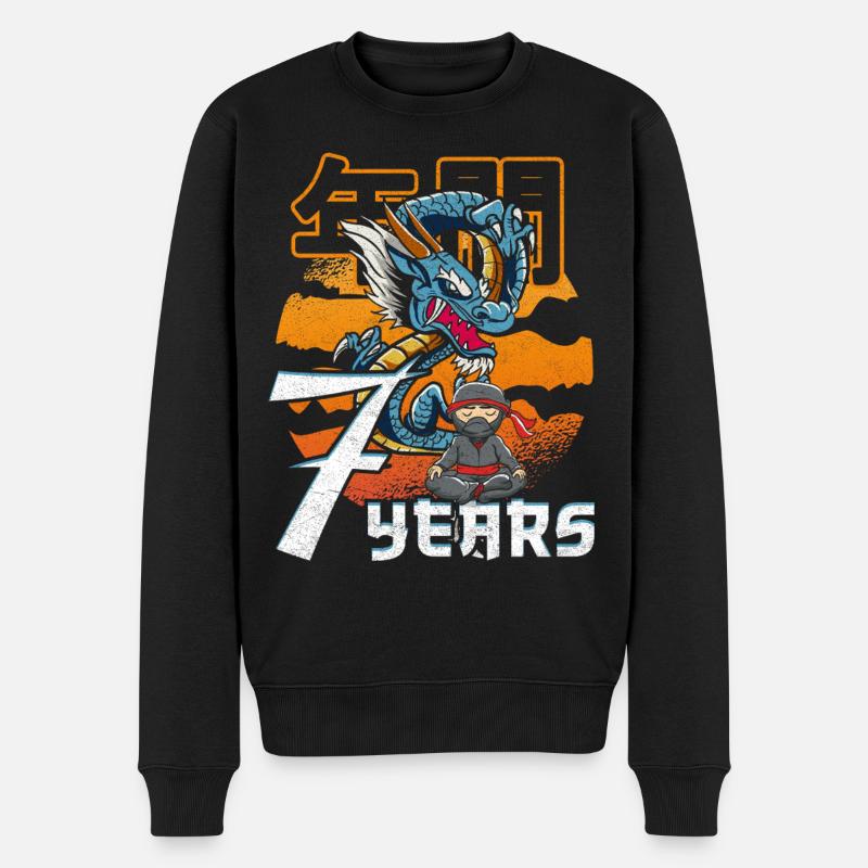 Drachenkampf Zen 7 Jahre - Männer Premium Bio Pullover - Schwarz