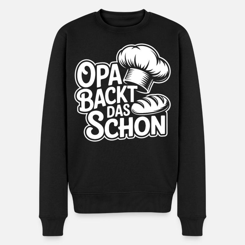Opa backt das schon - Männer Premium Bio Pullover - Schwarz