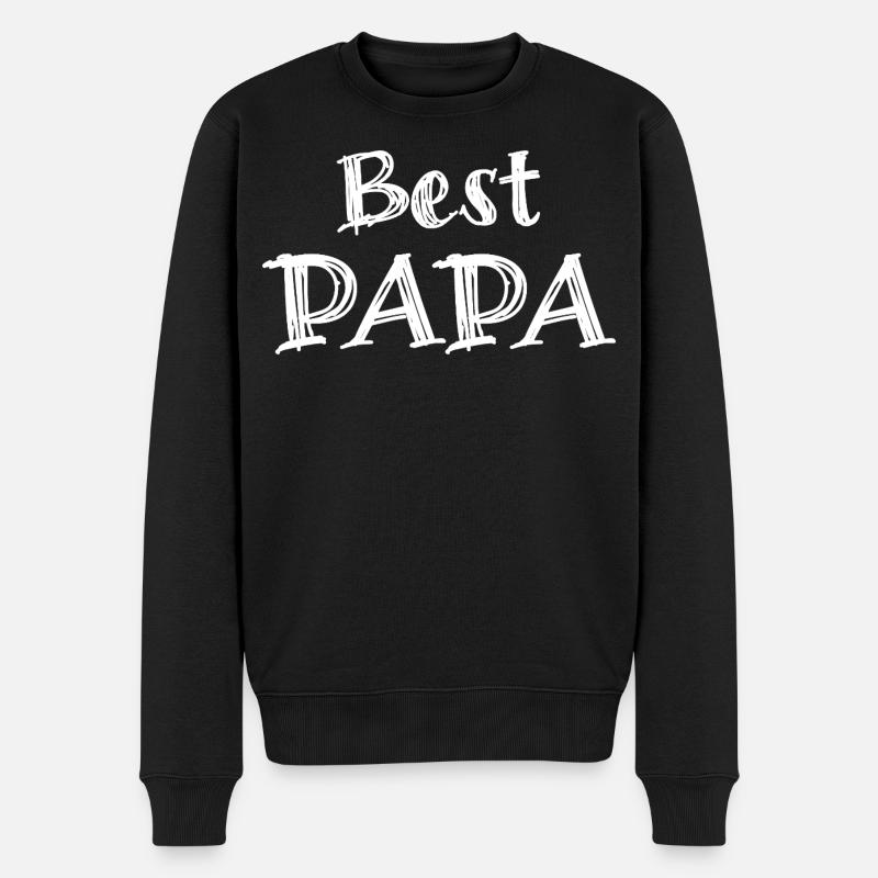 Beste Papa-Typografie Weiß auf Schwarz - Männer Premium Bio Pullover - Schwarz