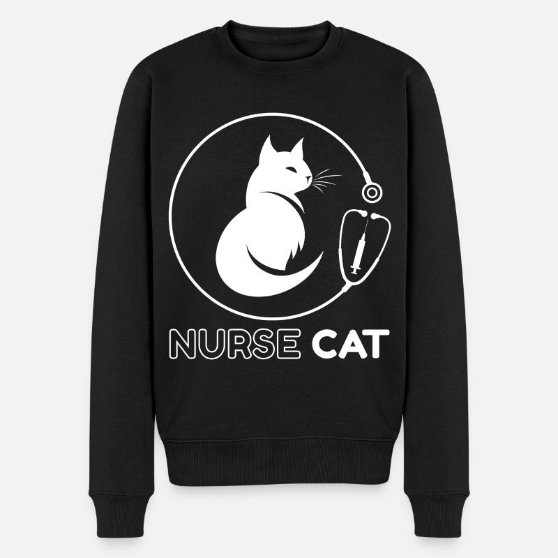 Katzenkrankenschwester-Stethoskop - Männer Premium Bio Pullover - Schwarz