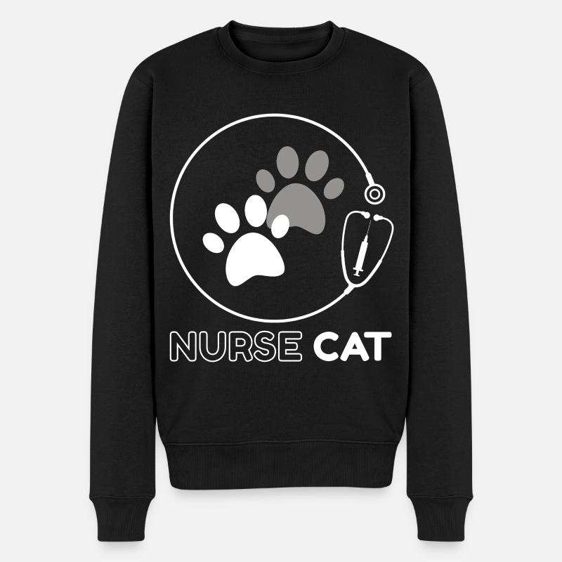 Katzenkrankenschwester-Pfoten und Stethoskop - Männer Premium Bio Pullover - Schwarz