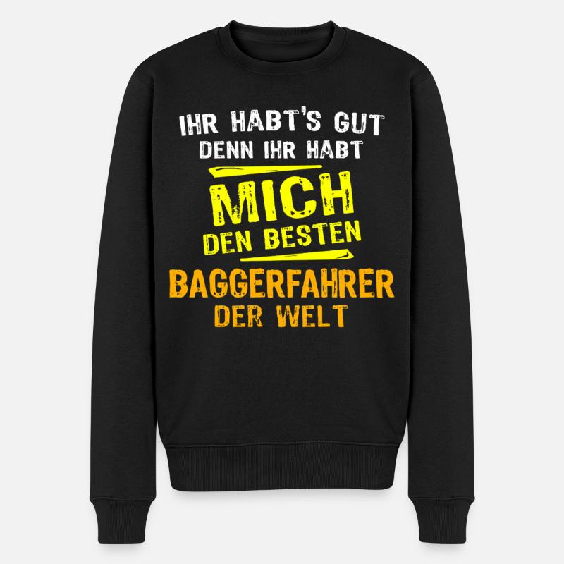 Baggerfahrer Geschenk - Männer Premium Bio Pullover - Schwarz