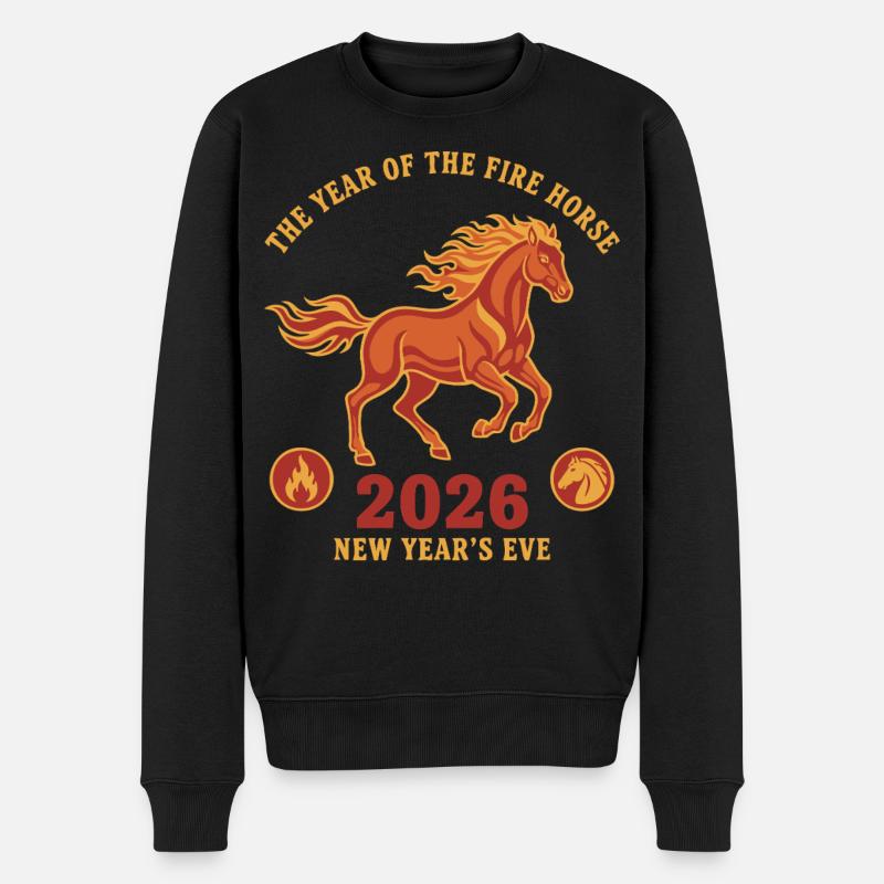 Das Jahr des Feuerpferdes Silvester 2026 - Männer Premium Bio Pullover - Schwarz