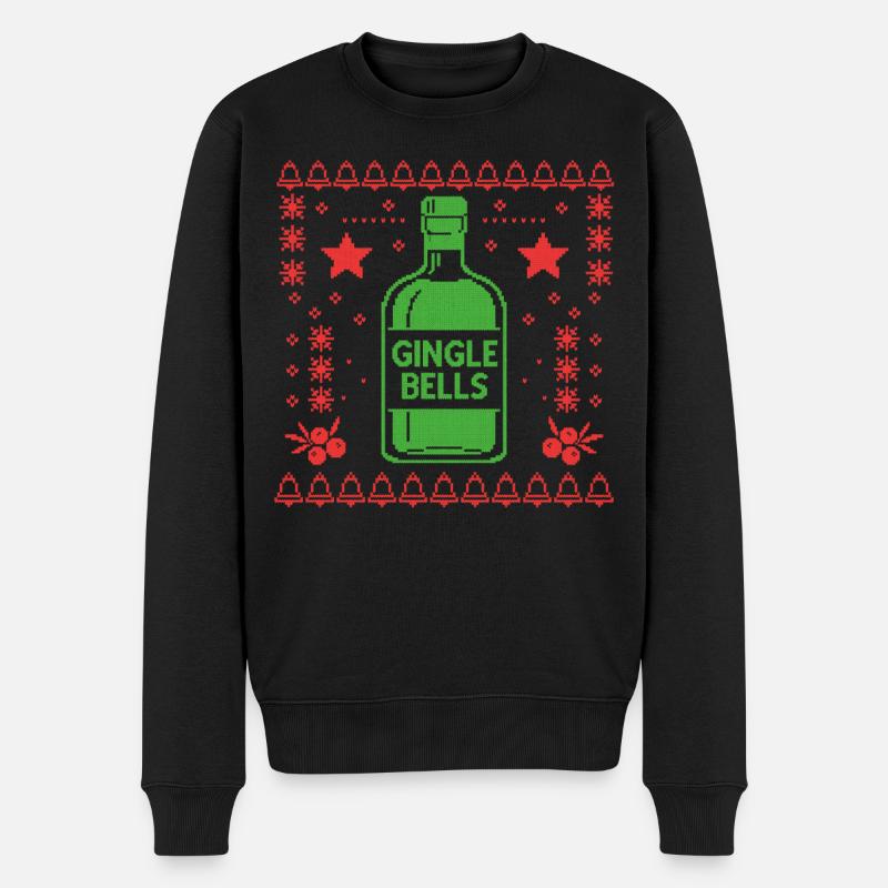 Ugly Christmas GINgle Bells - Männer Premium Bio Pullover - Schwarz