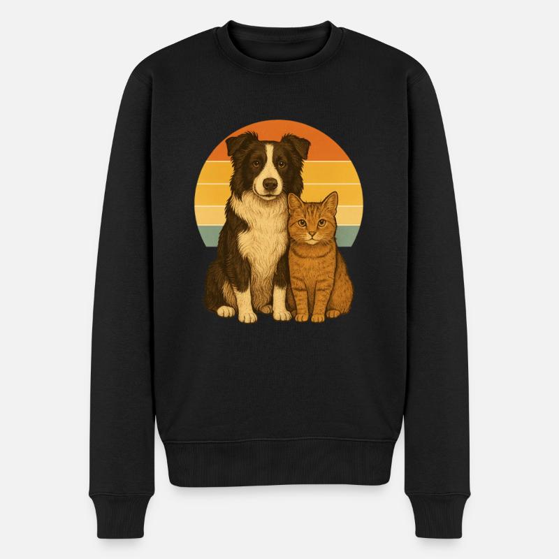 Border Collie et Cat - Pull Premium bio Homme - noir