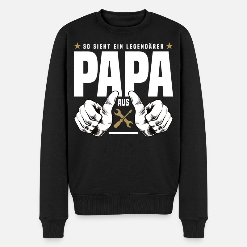 Legendärer Papa - Männer Premium Bio Pullover - Schwarz
