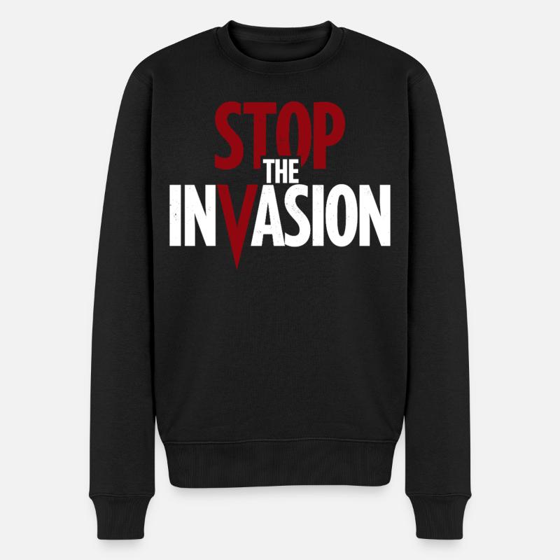Arrêter l’invasion contre l’agression - Pull Premium bio Homme - noir