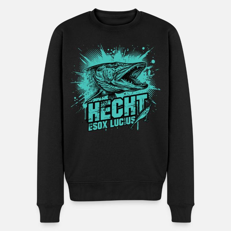 Pike – Esox Lucius : Le Chasseur - Pull Premium bio Homme - noir