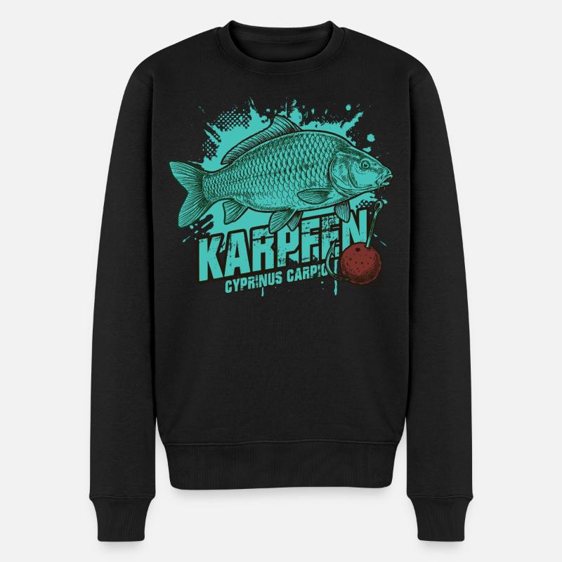 Karpfen – Der König des Sees - Männer Premium Bio Pullover - Schwarz