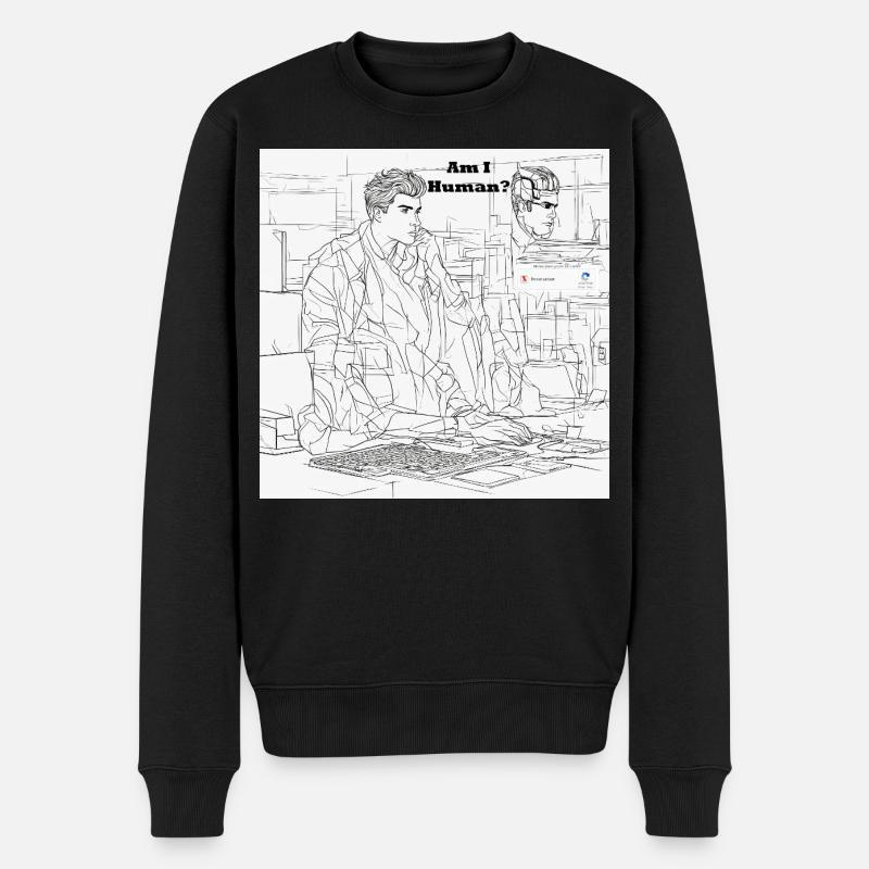 Mensch oder Roboter - Männer Premium Bio Pullover - Schwarz
