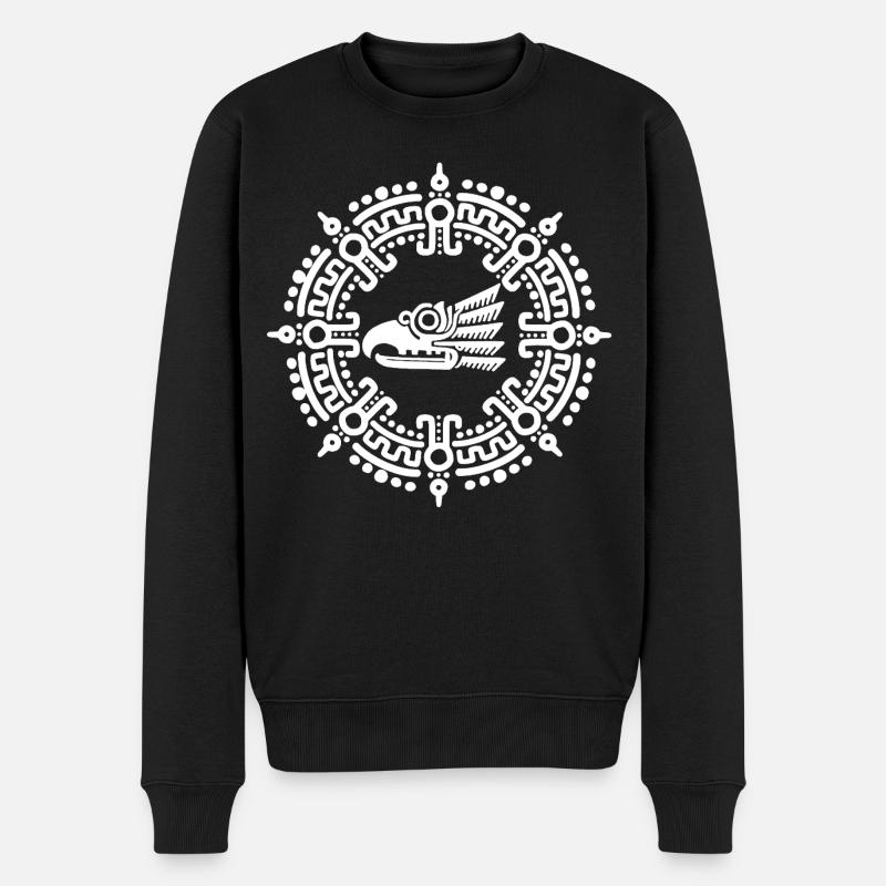 Weißes aztekisches Symbol - Männer Premium Bio Pullover - Schwarz