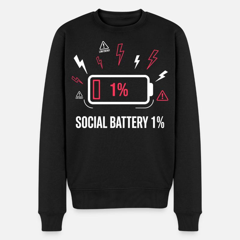 Batterie sociale 1 % Akku - Pull Premium bio Homme - noir