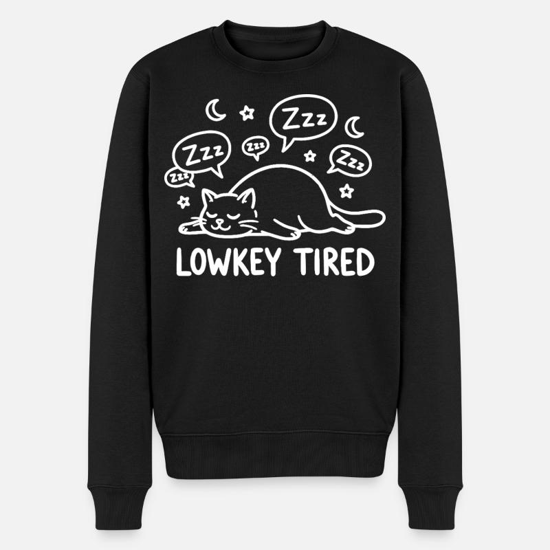 Lowkey Tired Sleeping Cat - Men's Premium Organic Jumper - black