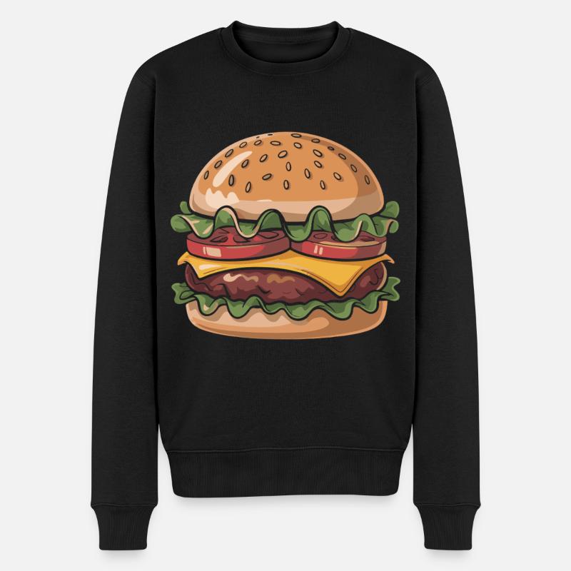 Frischer Burger Genuss - Männer Premium Bio Pullover - Schwarz