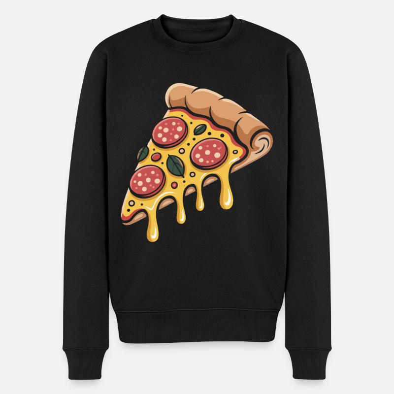 Cartoonpizza Handslice - Männer Premium Bio Pullover - Schwarz